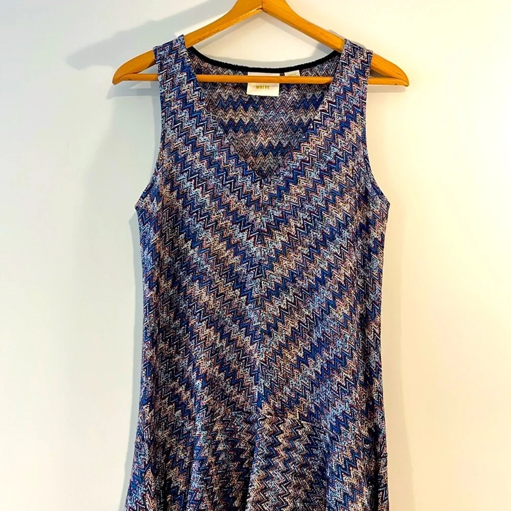 Anthropologie Maeve Westwater Chevron Knit Flowy Dress Sleeveless Blue Purple - Picture 3 of 10